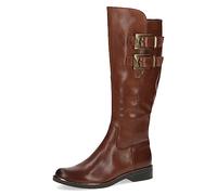 CAPRICE Damen Hohe Stiefel ohne Absatz aus Leder bis zum Knie Weite G, Braun (Cognac Nappa), 38.5 EU