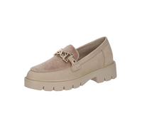 CAPRICE Damen Loafer mit Absatz Blockabsatz Elegant, Beige (Beige Nubuc), 39 EU