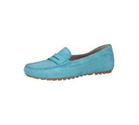 CAPRICE Damen Mokassins aus Leder Elegant, Türkis (Blue Suede), 36 EU