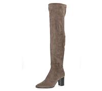 CAPRICE Damen Overknee Stiefel Memotion mit Absatz Spitz Weite G, Braun (Taupe Stretch), 40 EU