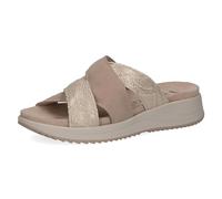 CAPRICE Damen Pantoletten aus Leder Glitzer, Beige (Sand Comb), 42 EU