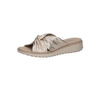 CAPRICE Damen Pantoletten aus Leder mit Fußbett, Metallisch (Platin Metal.), 37 EU