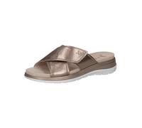 CAPRICE Damen Pantoletten aus Leder mit Klettverschluss, Beige (Taupe Metallic), 40 EU