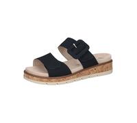 CAPRICE Damen Pantoletten aus Leder mit Schließe, Blau (Ocean Suede), 38 EU