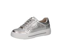 CAPRICE Damen Plateau Sneaker aus Leder mit Lochmuster, Silber (Silver Metal.), 38 EU