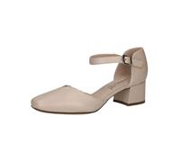 CAPRICE Damen Pumps aus Leder mit Klettverschluss, Beige (Beige Nappa), 37 EU