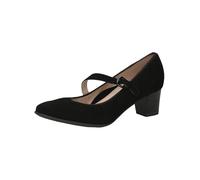 CAPRICE Damen Pumps aus Leder mit Riemen, Schwarz (Black Suede), 37.5 EU