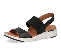 CAPRICE Damen Sandalen 28701-24, Frauen Keilsandalen, Keilsandaletten sommerschuh bequem flach weibliche Lady Ladies feminin,Black Comb,38 EU / 5 UK