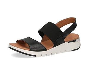 CAPRICE Damen Sandalen 28701-24, Frauen Keilsandalen, Women's Woman Freizeit leger Keilsandaletten Keilabsatz sommerschuh,Black Comb,41 EU / 7.5 UK