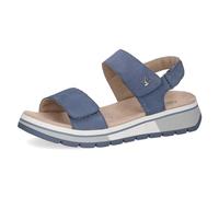 CAPRICE Damen Sandalen flach aus Leder Bequem, Blau (Jeans Nubuc), 37 EU