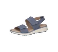 CAPRICE Damen Sandalen flach aus Leder Bequem, Blau (Lt.Blue Suede), 37 EU
