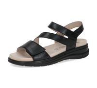 CAPRICE Damen Sandalen flach aus Leder Bequem, Schwarz (Black Nappa), 38 EU