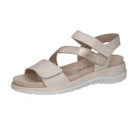 CAPRICE Damen Sandalen flach aus Leder Bequem, Weiß (Offwhite Comb), 42 EU