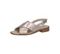 CAPRICE Damen Sandalen flach aus Leder Elegant, Beige (Taupe Metallic), 39 EU