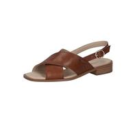 CAPRICE Damen Sandalen flach aus Leder Elegant, Braun (Cognac Nappa), 37 EU