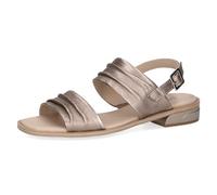 CAPRICE Damen Sandalen flach aus Leder mit Fußbett, Beige (Taupe Metallic), 39 EU