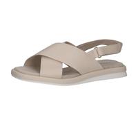 CAPRICE Damen Sandalen flach aus Leder mit Fußbett, Cremefarben (Cream Perlato), 41 EU