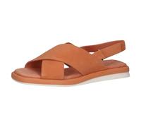 CAPRICE Damen Sandalen flach aus Leder mit Fußbett, Orange (Orange Suede), 39 EU