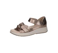 Riemchensandale CAPRICE, Damen, Gr. 39, grau (taupe metallic), Leder, sportlich, Schuhe, Keilsandalette, Sommerschuh, Bequemschuh mit Klettverschluss (83425357-39) taupe metallic