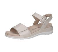 CAPRICE Damen Sandalen flach aus Leder mit Klettverschluss, Beige (Pearl Nappa), 39 EU