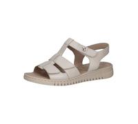 CAPRICE Damen Sandalen flach aus Leder mit Klettverschluss, Beige (Pearl Nappa), 41 EU