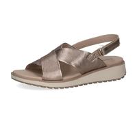 CAPRICE Damen Sandalen flach aus Leder mit Klettverschluss, Beige (Taupe Metallic), 37 EU