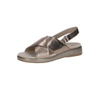 CAPRICE Damen Sandalen flach aus Leder mit Klettverschluss, Beige (Taupe Metallic), 40 EU