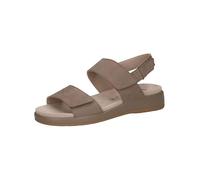 Caprice Damen Sandalen – flach, Leder, Klettverschluss – Beige (Taupe Nubuc) 38 EU