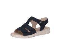 CAPRICE Damen Sandalen flach aus Leder mit Klettverschluss, Blau (Ocean Suede), 37 EU
