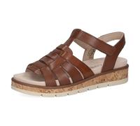 CAPRICE Damen Sandalen flach aus Leder mit Klettverschluss, Braun (Cognac Nappa), 41 EU