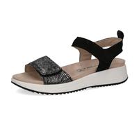 CAPRICE Damen Sandalen flach aus Leder mit Klettverschluss, Schwarz (Black Comb), 37 EU
