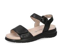 CAPRICE Damen Sandalen flach aus Leder mit Klettverschluss, Schwarz (Black Nappa), 40 EU