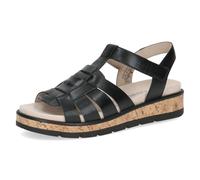 CAPRICE Damen Sandalen flach aus Leder mit Klettverschluss, Schwarz (Black Nappa), 42 EU