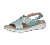 CAPRICE Damen Sandalen flach aus Leder mit Klettverschluss, Türkis (Turquoise Napl), 37 EU