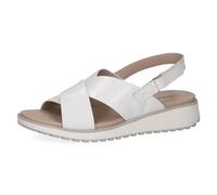 CAPRICE Damen Sandalen flach aus Leder mit Klettverschluss, Weiß (White Naplak), 40 EU