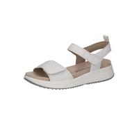 CAPRICE Damen Sandalen flach aus Leder mit Klettverschluss, Weiß (White Nappa), 36 EU