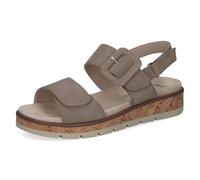 CAPRICE Damen Sandalen flach aus Leder mit Plateau, Braun (Taupe Suede), 37 EU
