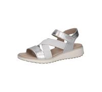 CAPRICE Damen Sandalen flach mit Klettverschluss Elastisch, Silber (Silver Metal.), 37 EU