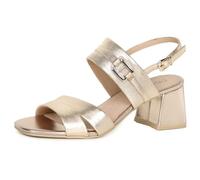 CAPRICE Damen Sandalen mit Absatz aus Leder Elegant, Metallisch (Platin Metal.), 36 EU