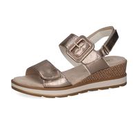 CAPRICE Damen Sandalen mit Absatz aus Leder mit Fußbett, Beige (Taupe Metallic), 37 EU