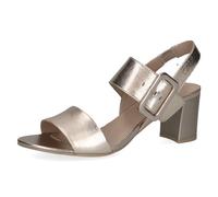 CAPRICE Damen Sandalen mit Absatz aus Leder mit Fußbett, Metallisch (Platin Metal.), 38 EU