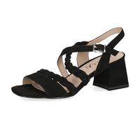 CAPRICE Damen Sandalen mit Absatz aus Leder mit Fußbett, Schwarz (Black Suede), 38 EU