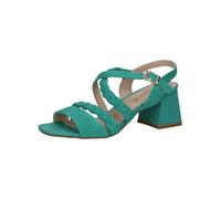 CAPRICE Damen Sandalen mit Absatz aus Leder mit Fußbett, Türkis (Emerald Suede), 41 EU