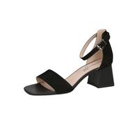 CAPRICE Damen Sandalen mit Absatz aus Leder mit Riemchen, Schwarz (Black Suede), 36 EU