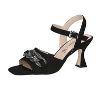 CAPRICE Damen Sandalen mit Absatz aus Leder mit Riemchen, Schwarz (Black Suede), 36 EU