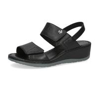 CAPRICE Damen Sandalen mit Absatz aus Leder Wedge, Schwarz (Black Nappa), 39 EU