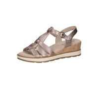 CAPRICE Damen Sandalen mit Keilabsatz aus Leder mit Klettverschluss, Beige (Taupe Metallic), 40 EU