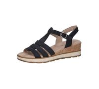 CAPRICE Damen Sandalen mit Keilabsatz aus Leder mit Klettverschluss, Blau (Ocean Nubuc), 38 EU