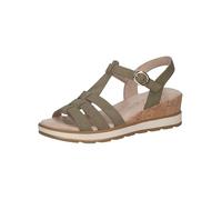 CAPRICE Damen Sandalen mit Keilabsatz aus Leder mit Klettverschluss, Grün (Olive Nubuc), 39 EU