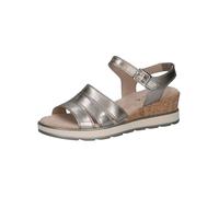 CAPRICE Damen Sandalen mit Keilabsatz aus Leder Sommer, Metallisch (Stone Metallic), 40 EU